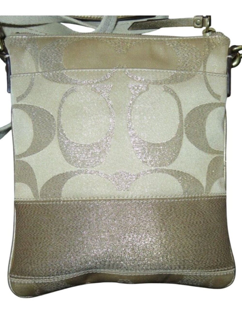 Coach 2008 Cursive Creed Shimmer Gold Studs Swingpack Crossbody Limited Edition - Picture 2 of 13